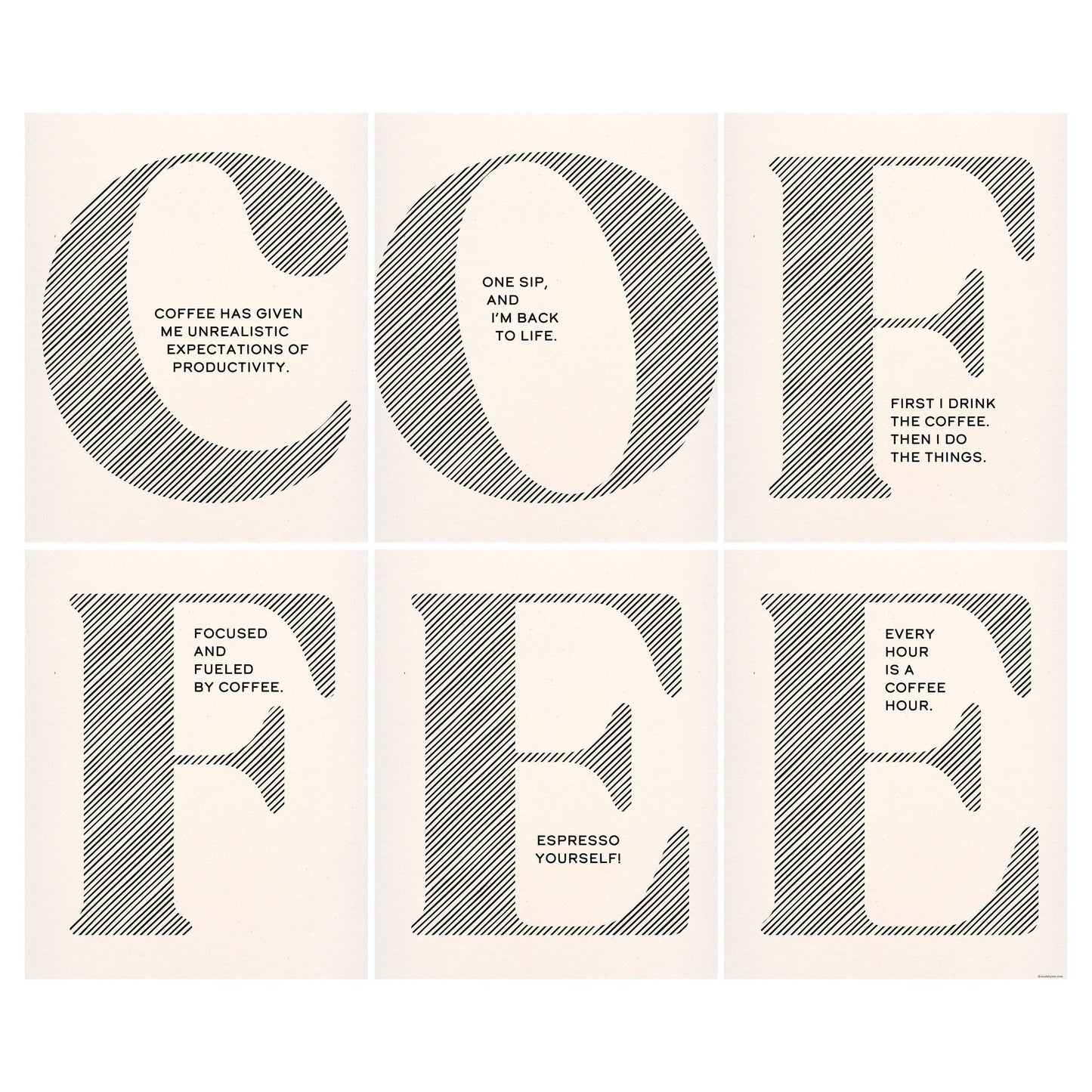 coffee wall art with typography and coffee-themed designs