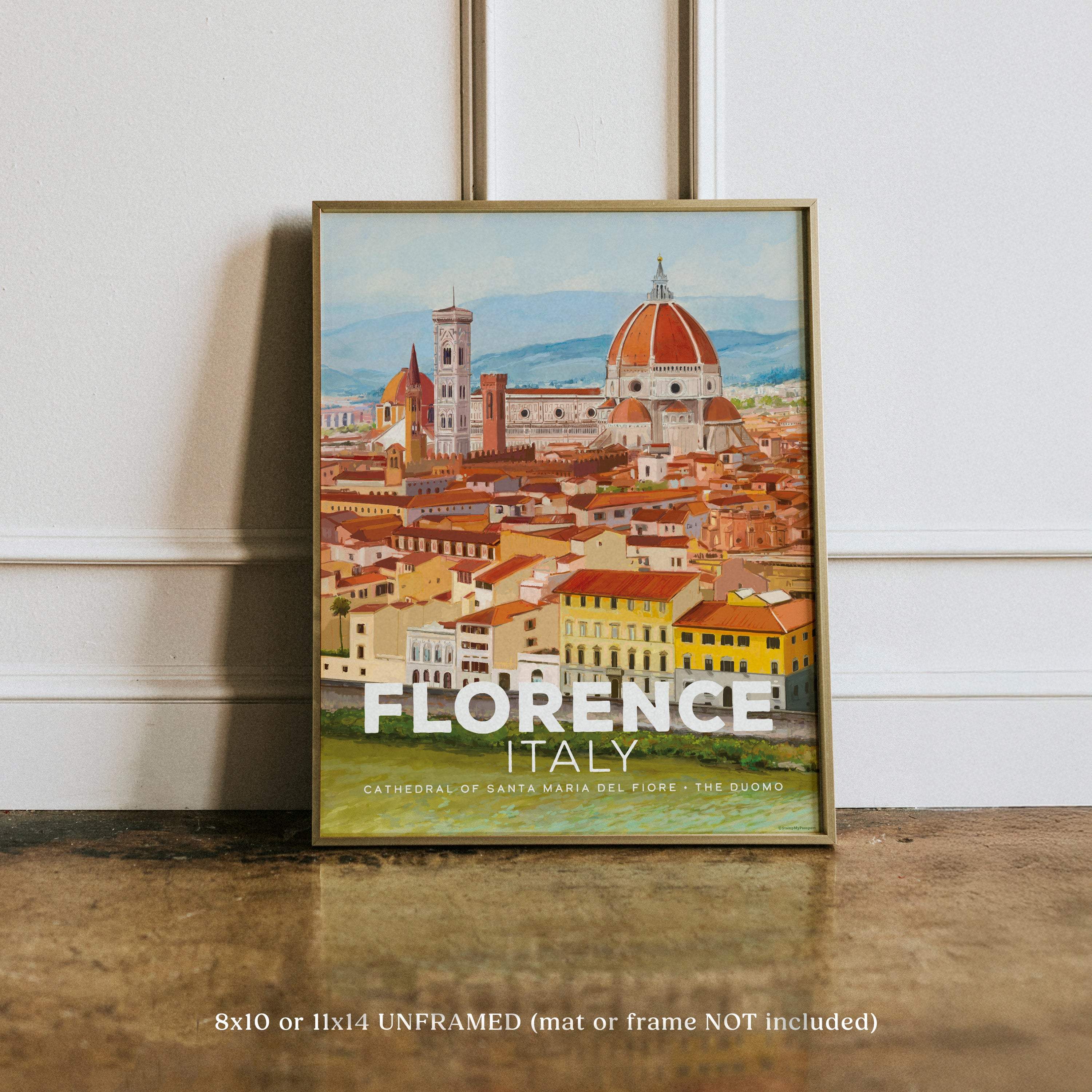 Florence Italy vintage city travel poster
