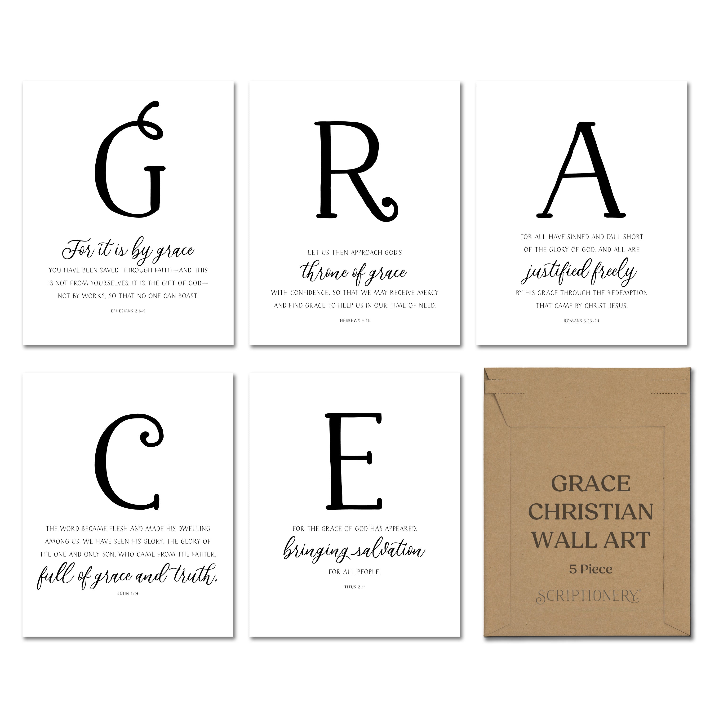 GRACE Christian Wall Art – Calligraphy Edition | Mod Day Art