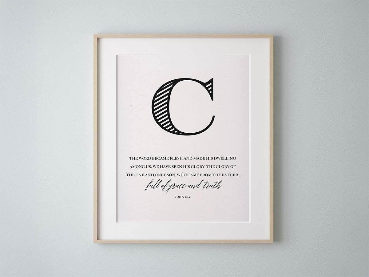 Grace wall art scripture verses letter C poster