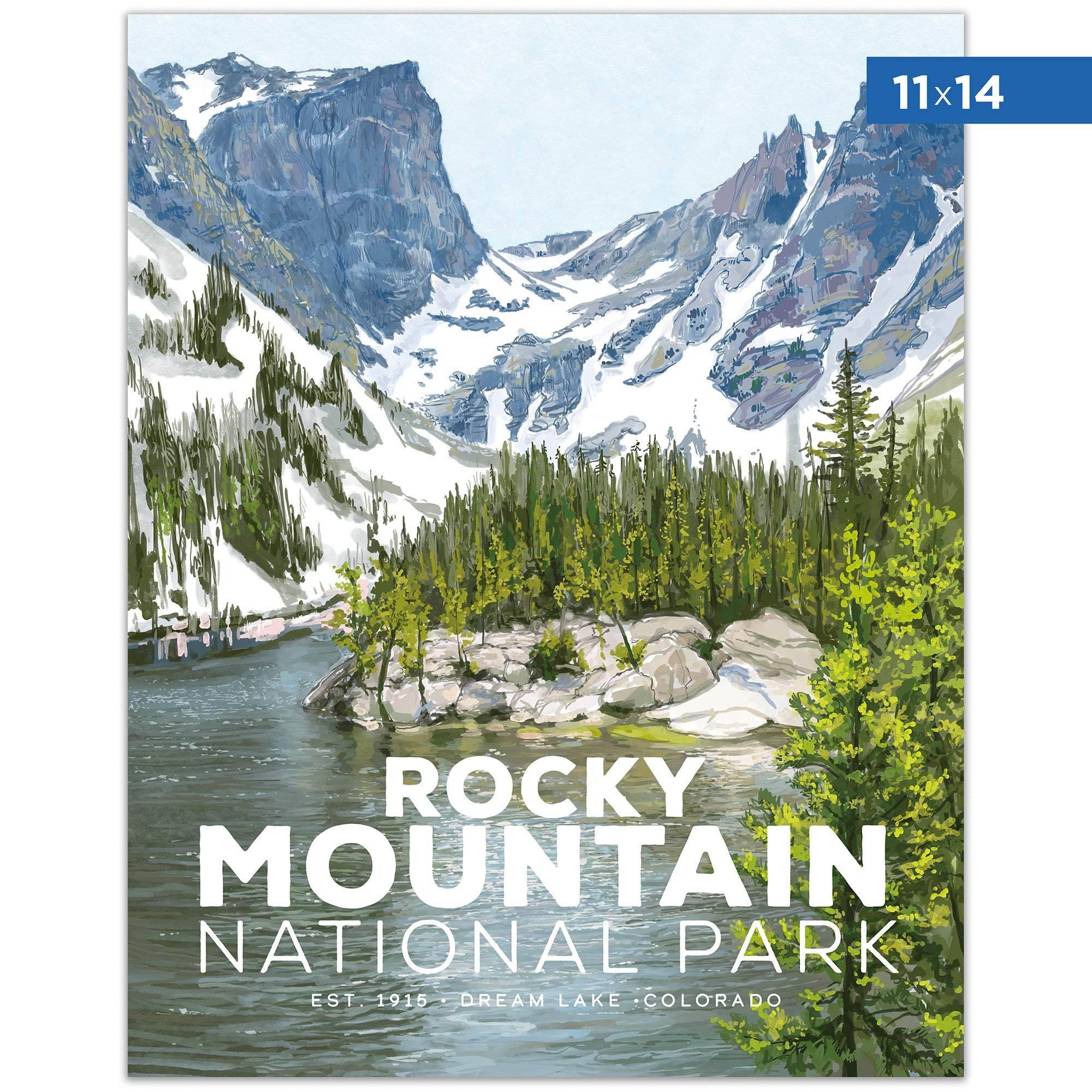 Rocky Mountain National Park 11x14 Poster for adventure decor