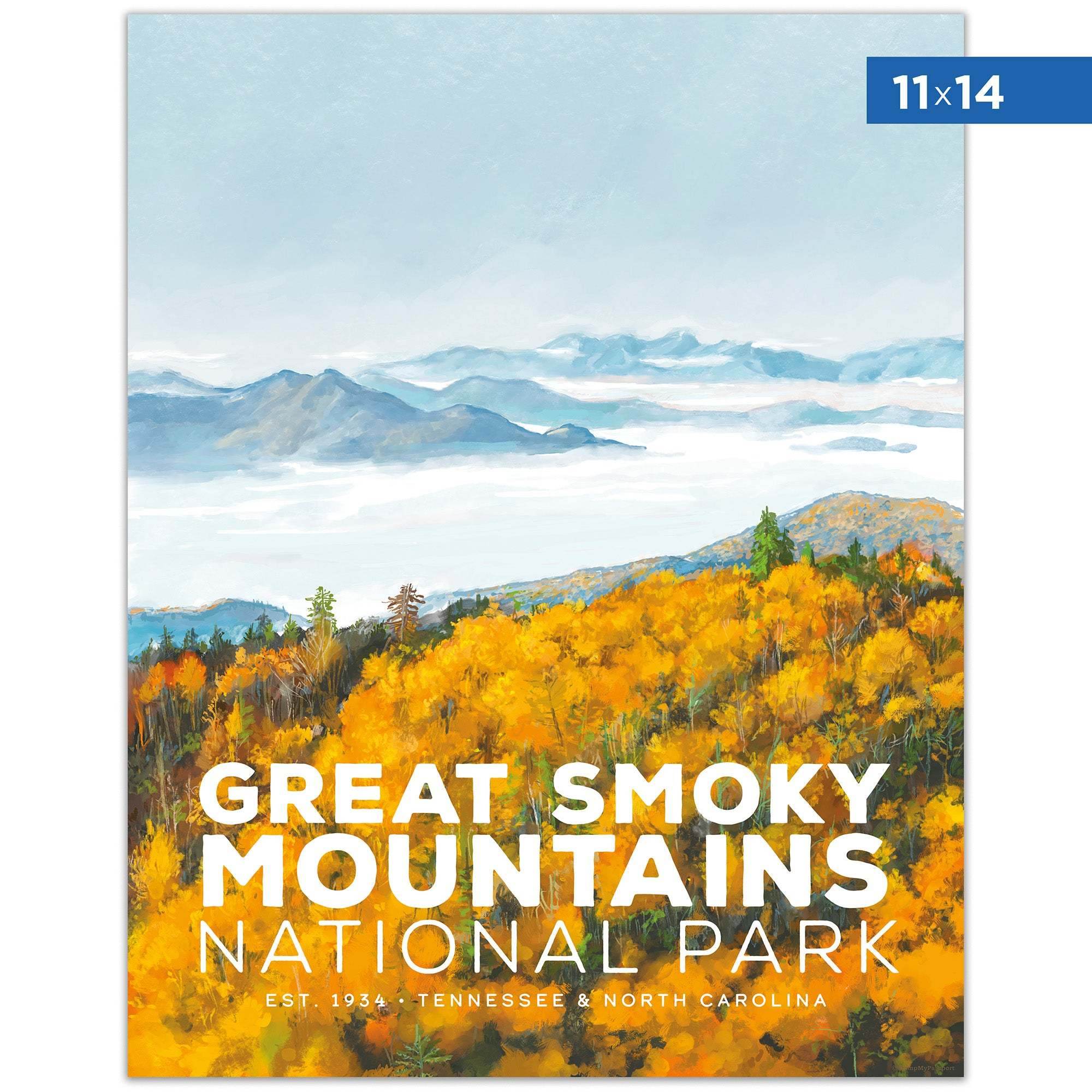 Great Smoky Mountain National Park 11x14 Poster for adventure decor