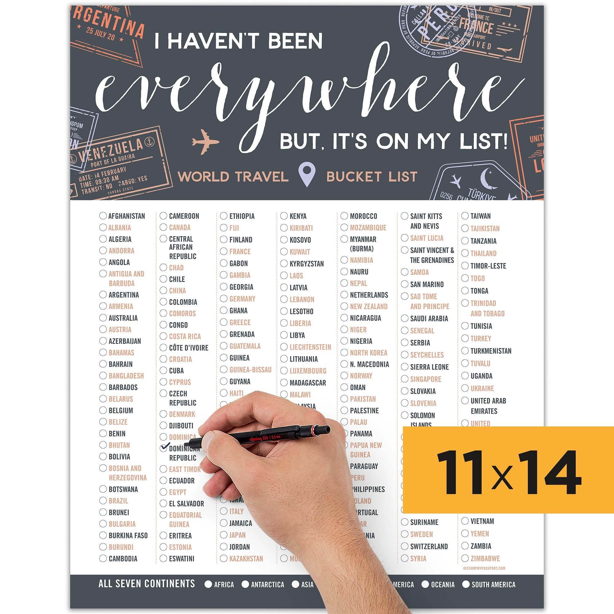 World travel bucket list poster