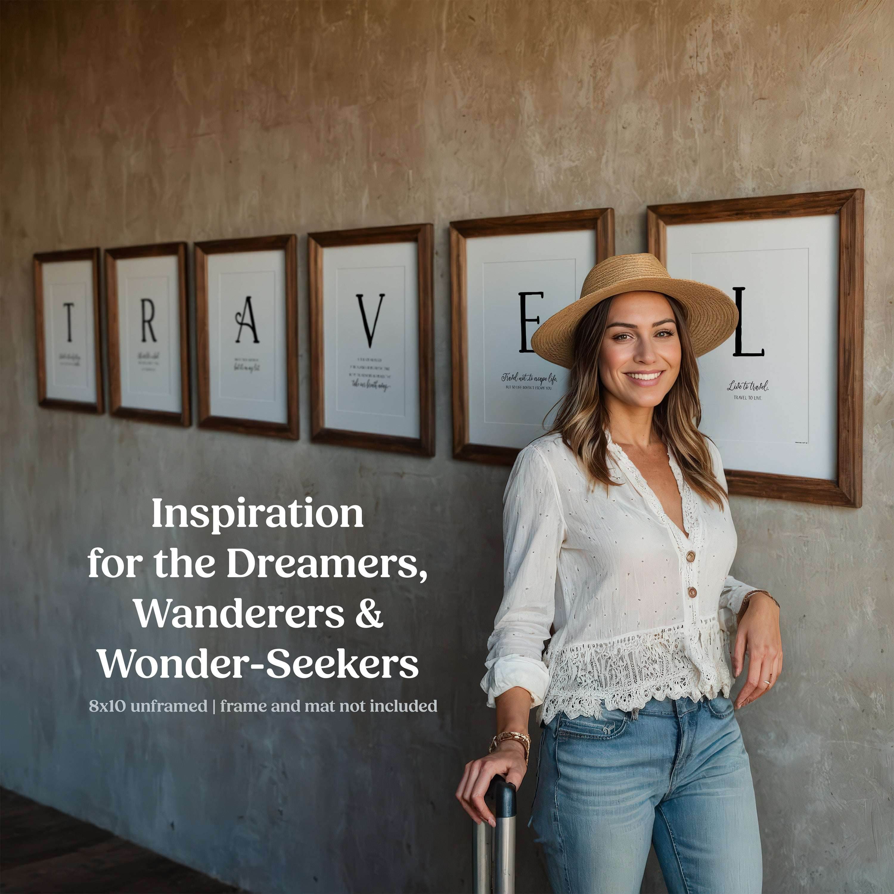 Motivational travel adventure wall decor