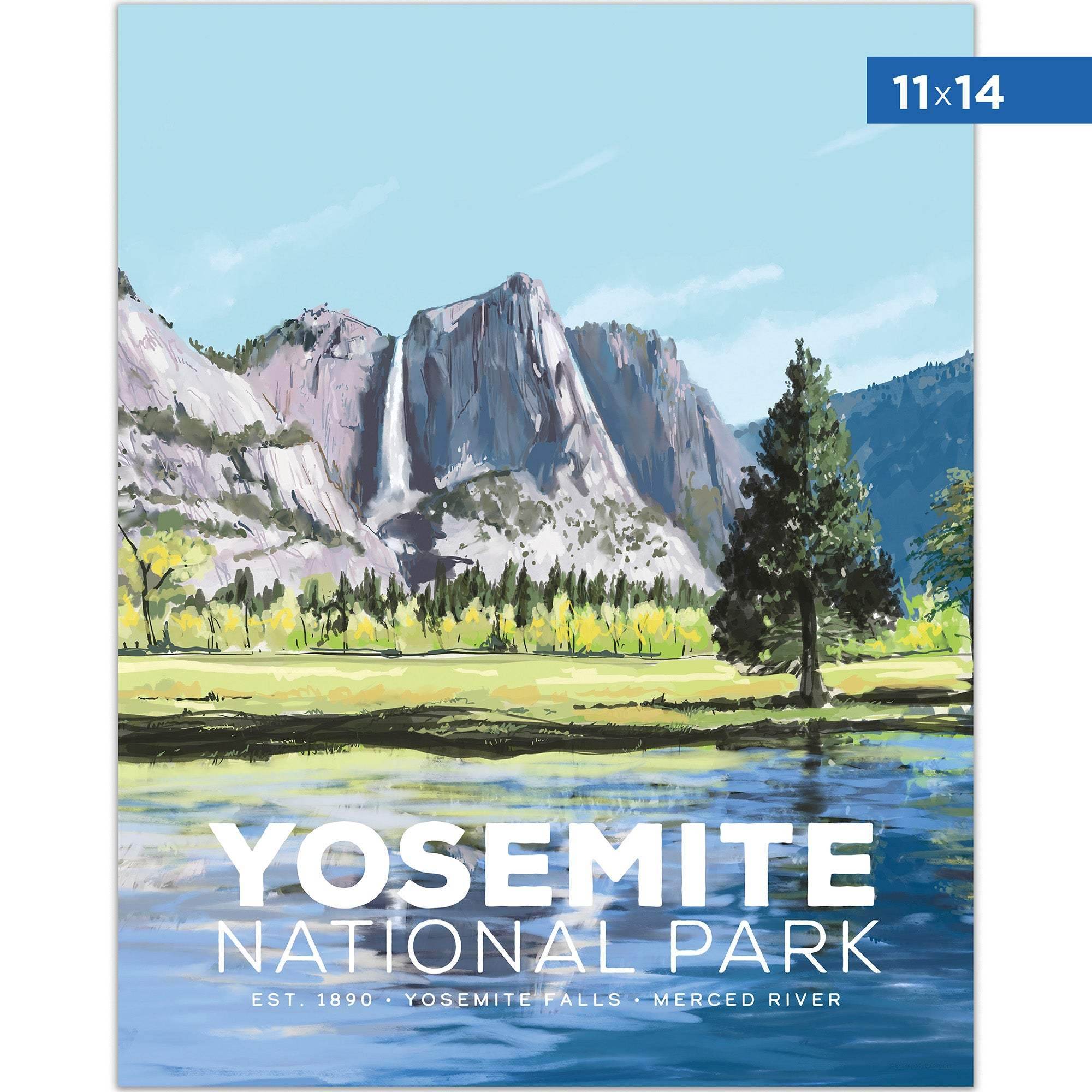 Yosemite National Park 11x14 Poster for adventure decor