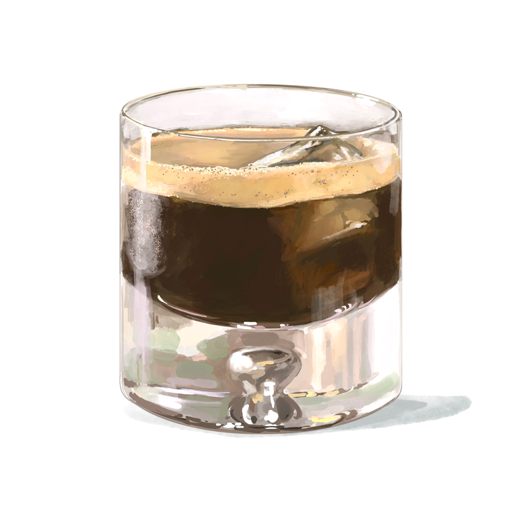 Espresso Martini cocktail poster bar decor shown in black frame.