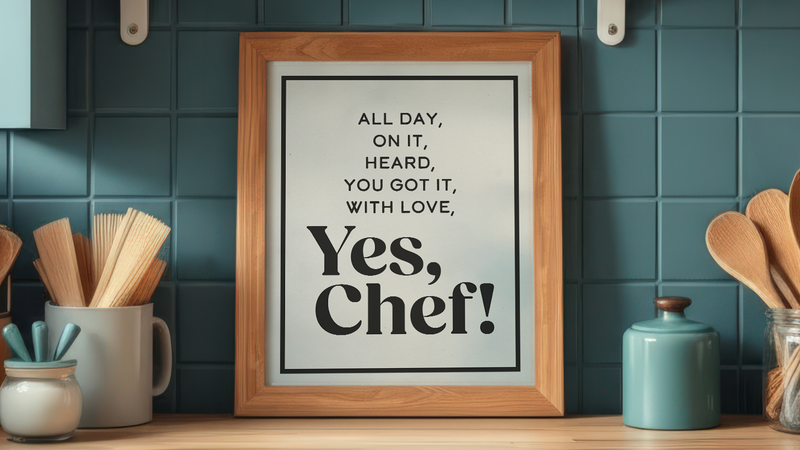 Kitchen wall art collection image with Yes chef kitchen wall art in green kitchen