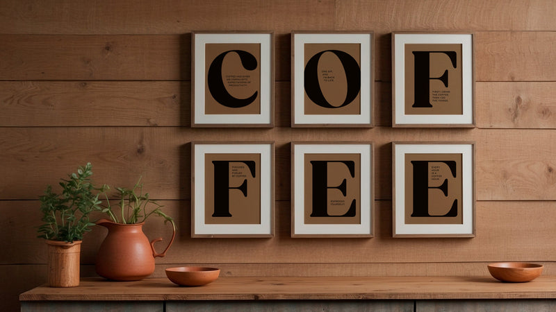 Kitchen wall art collection image with COFFEE quote wall art
