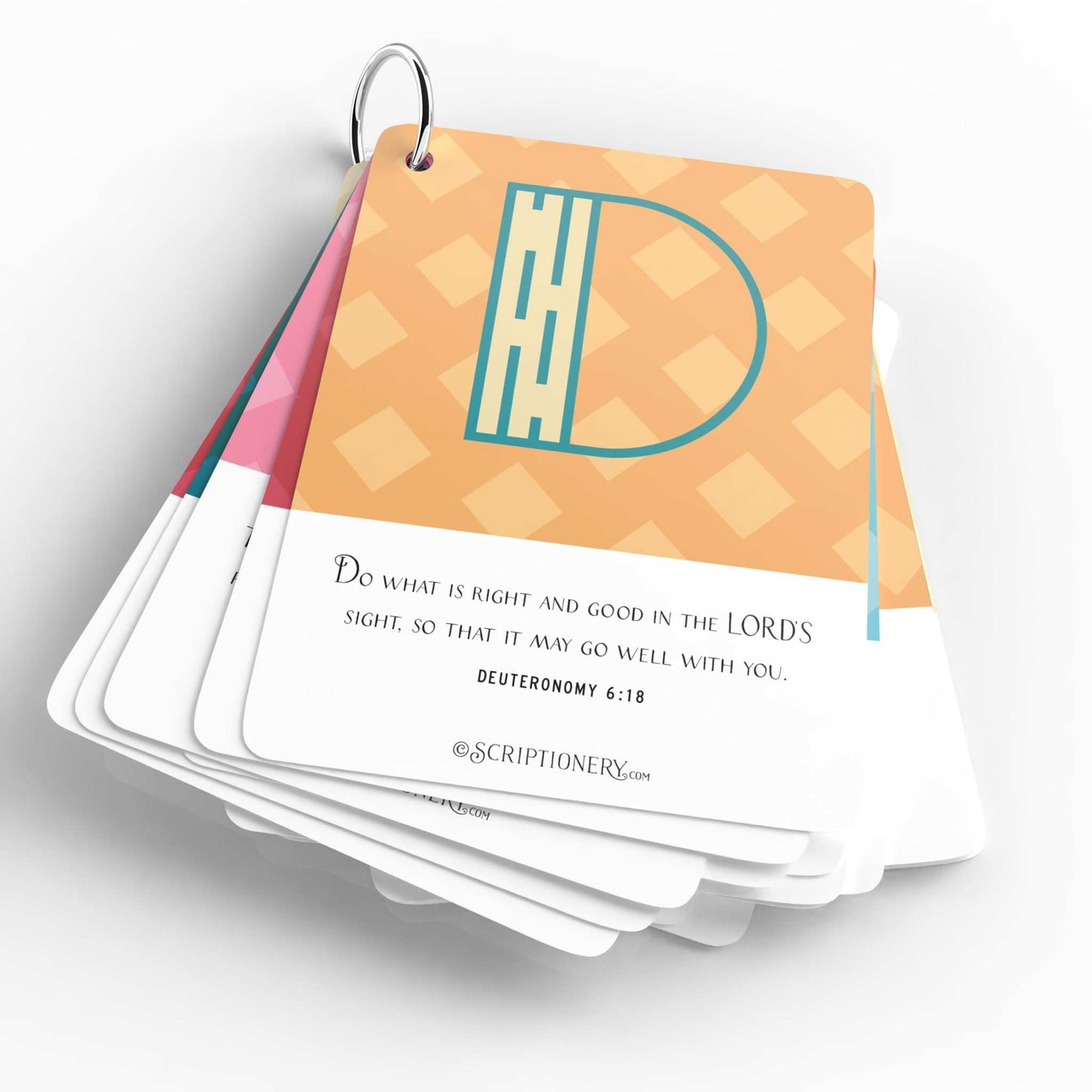 ABC Scripture Memory Cards featuring 26 alphabet flash cards for Bible verse memorization.