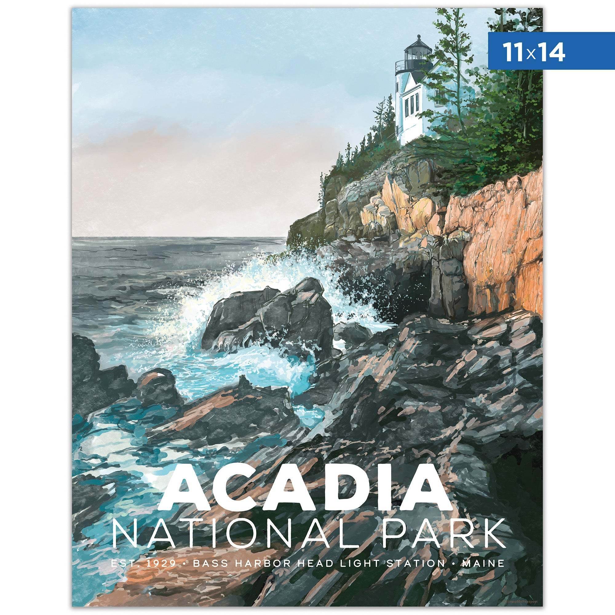 Acadia Mountain National Park 11x14 Poster for adventure decor