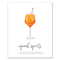 Aperol Spritz hand-drawn illustration — cocktail recipe wall art with prosecco, Aperol, and soda, 8x10 print