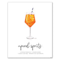Aperol Spritz recipe cocktail art featuring an illustration of an aperol spritz cocktail with recipe text on a white background