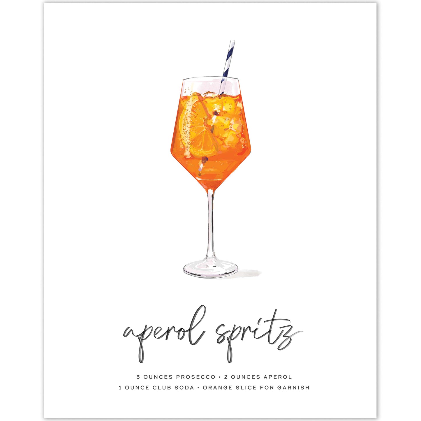 Aperol Spritz poster featuring vibrant cocktail art with blue striped straw.