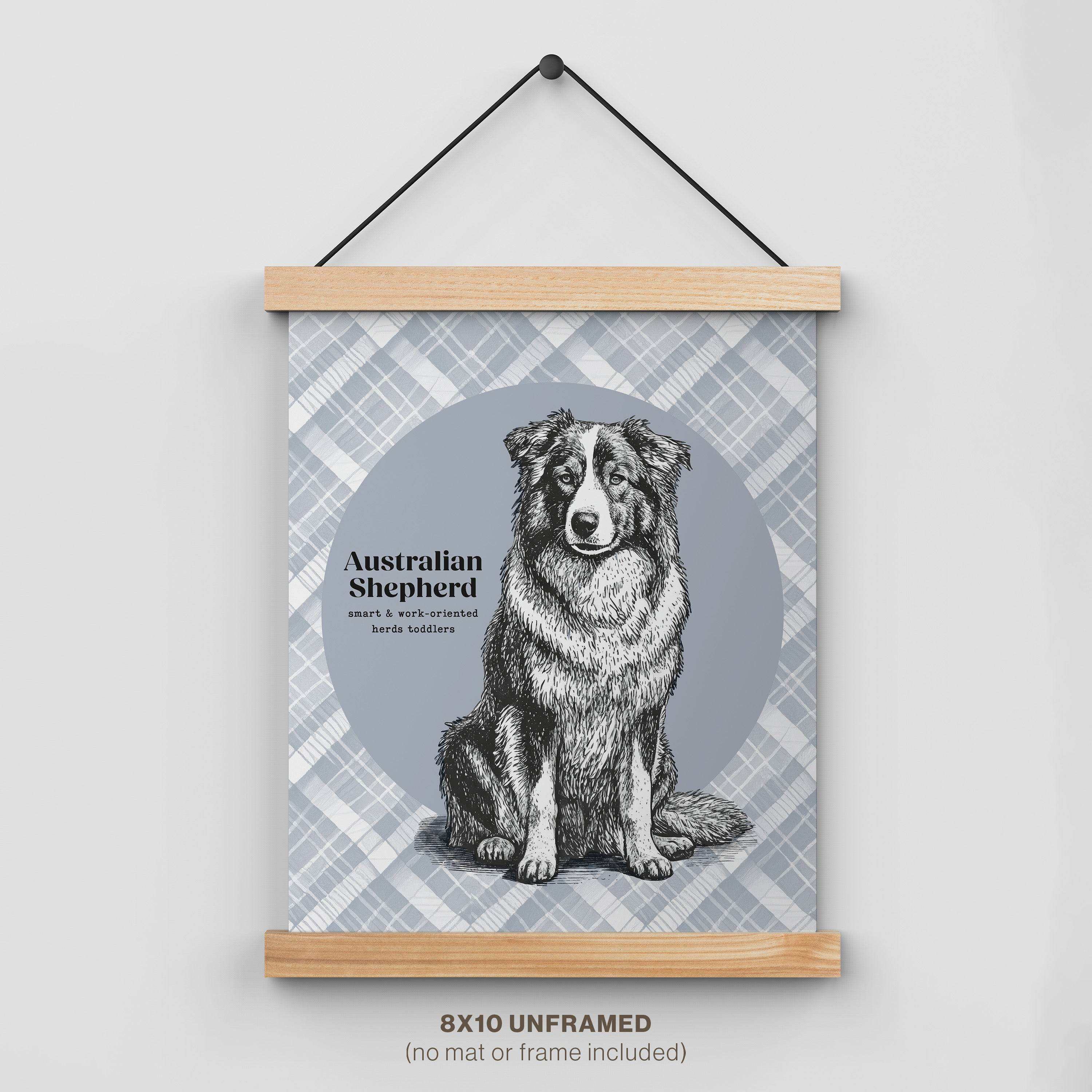 Australian_Shepherd_Decor_for_bedroom_Poster_hanger_Cafe - Mod Day Art