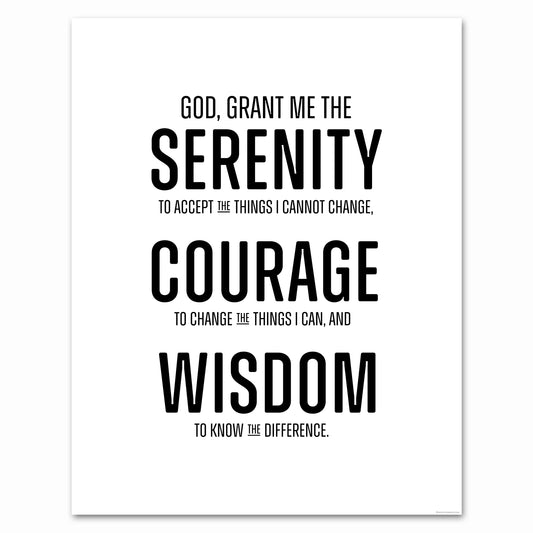 Serenity Prayer Wall Art - Block Print Style