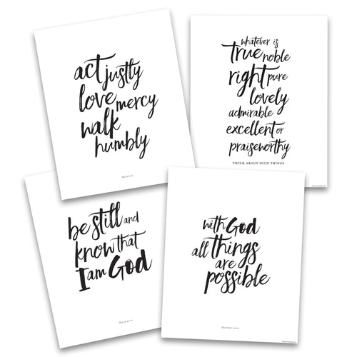 Modern brush calligraphy Bible verse wall art in minimalist style.