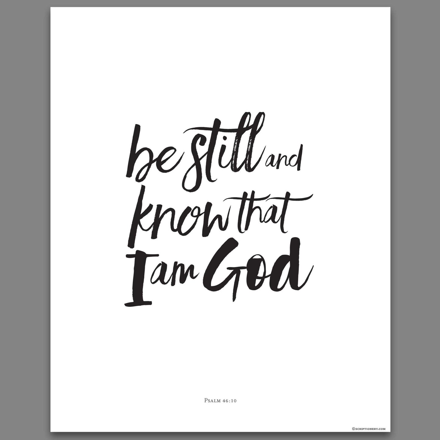 Modern brush calligraphy Bible verse wall art in minimalist style.