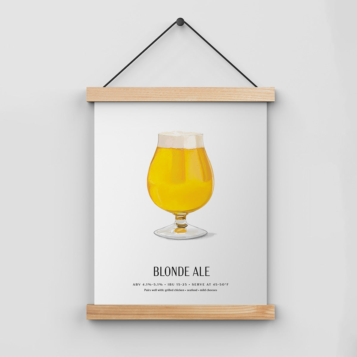 Blonde Ale beer poster in 8x10 size, displayed in a poster hanger.
