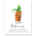 Bloody Mary cocktail recipe wall art print for kitchen or home bar