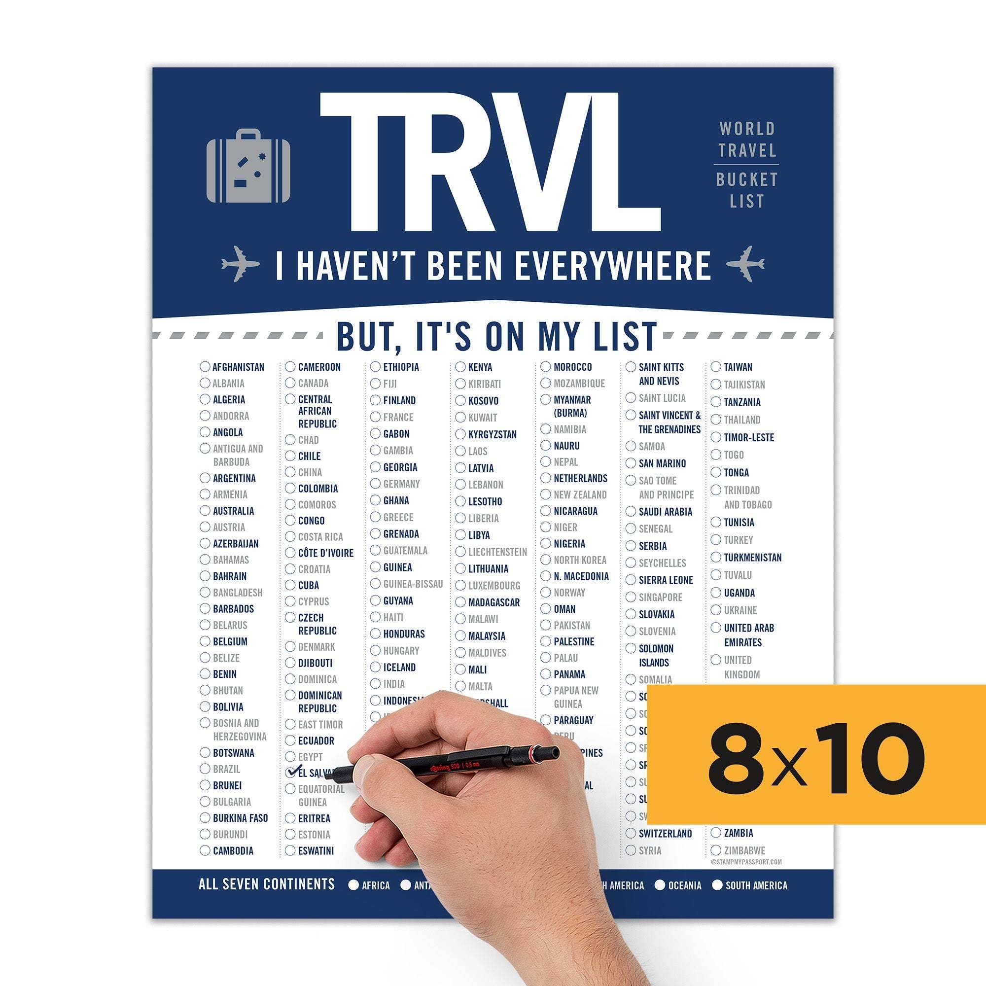 inspirational travel bucket list print 8x10