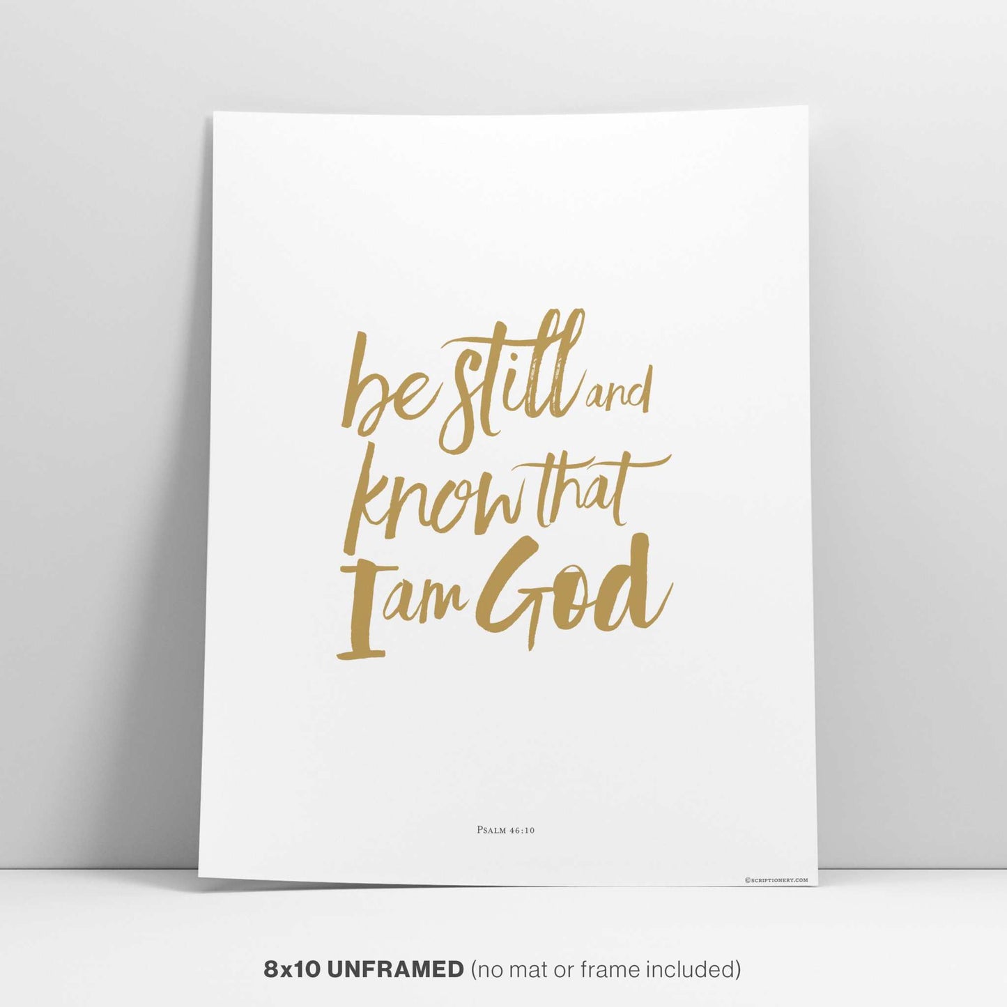 Modern brush calligraphy Bible verse wall art on a minimalist unframed poster.