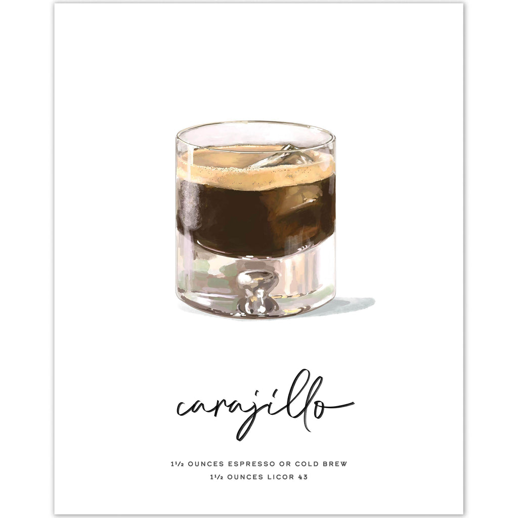 Carajillo cocktail wall art with Carajillo Recipe