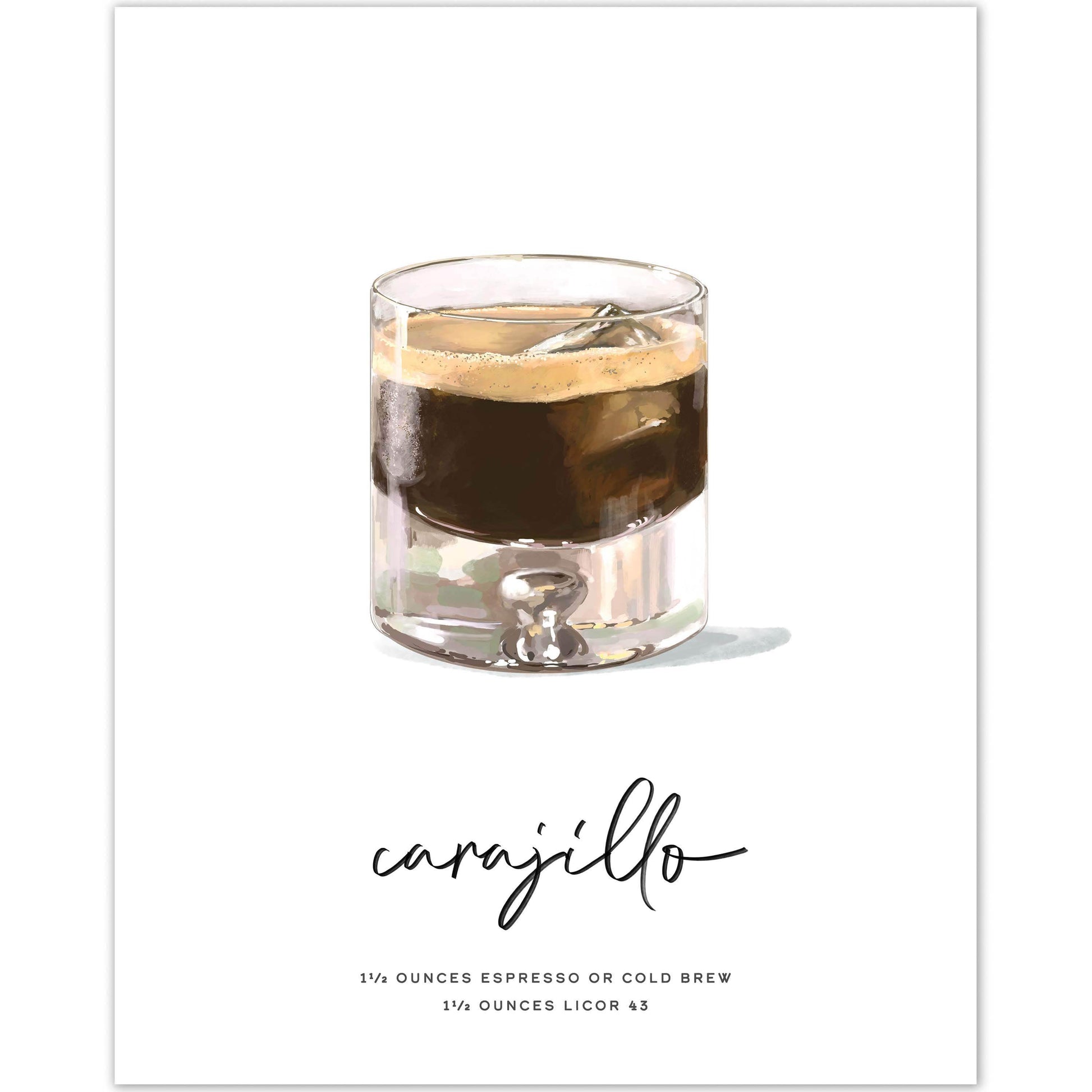 Carajillo cocktail wall art with Carajillo Recipe