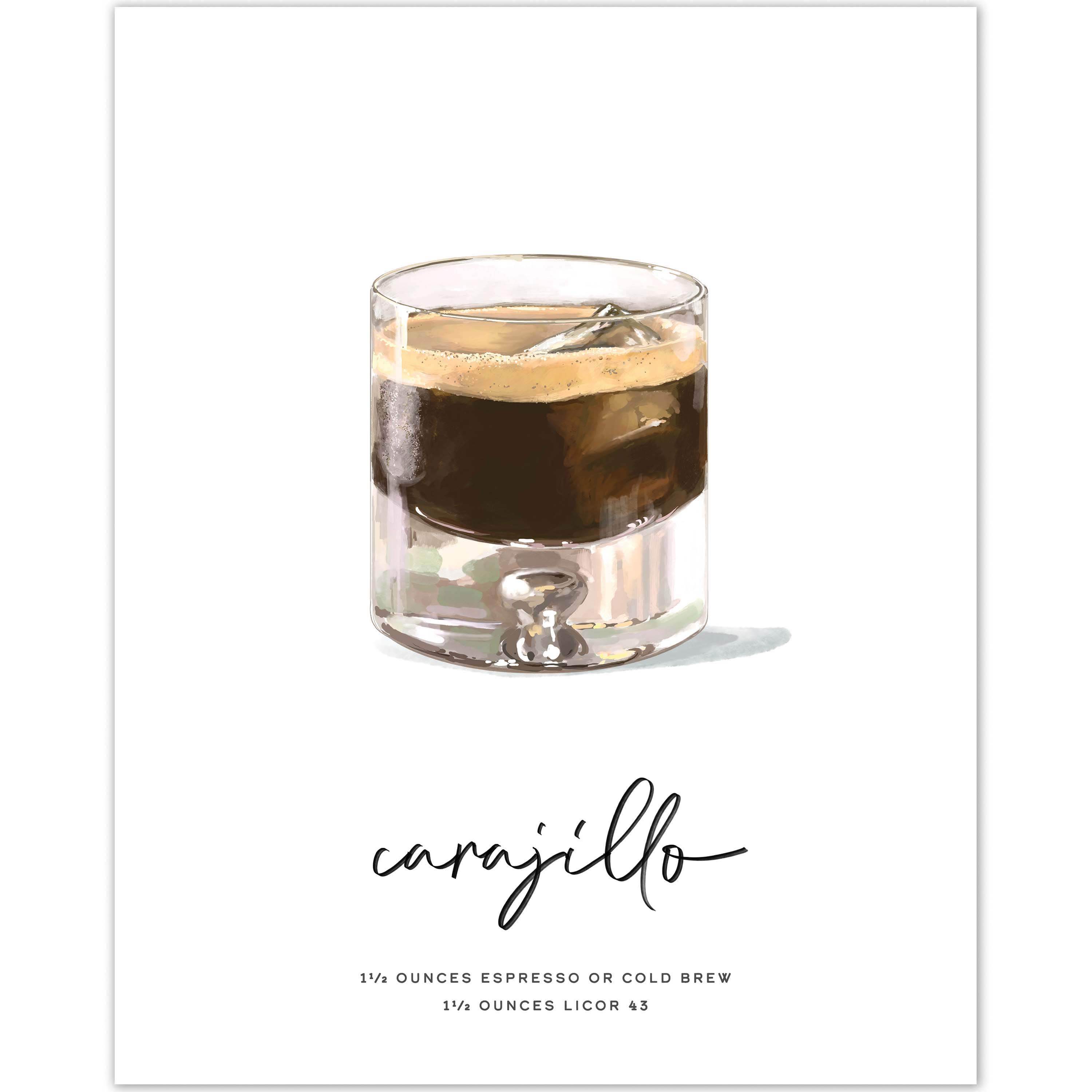 Carajillo recipe cocktail wall art with Carajillo Recipe