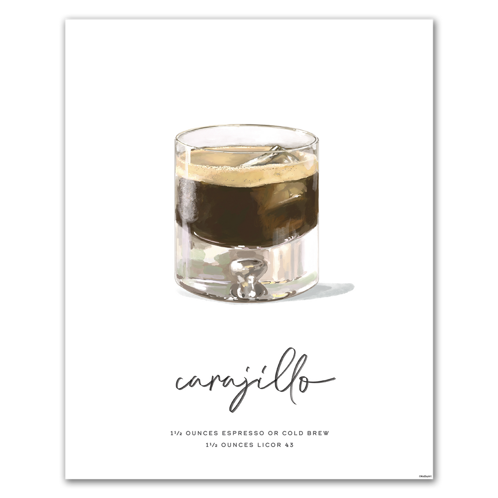 Carajillo recipe cocktail wall art print