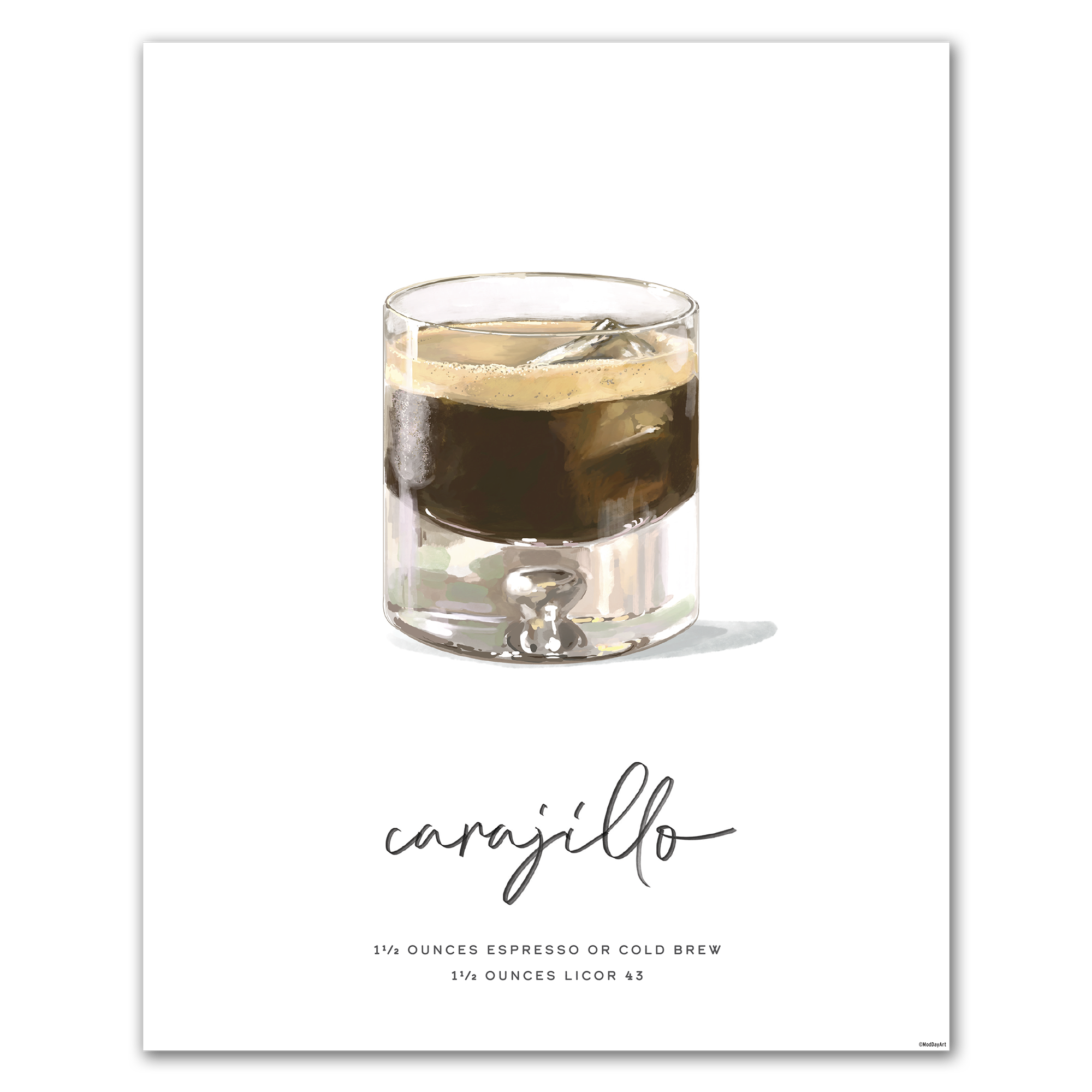 Carajillo recipe cocktail wall art print