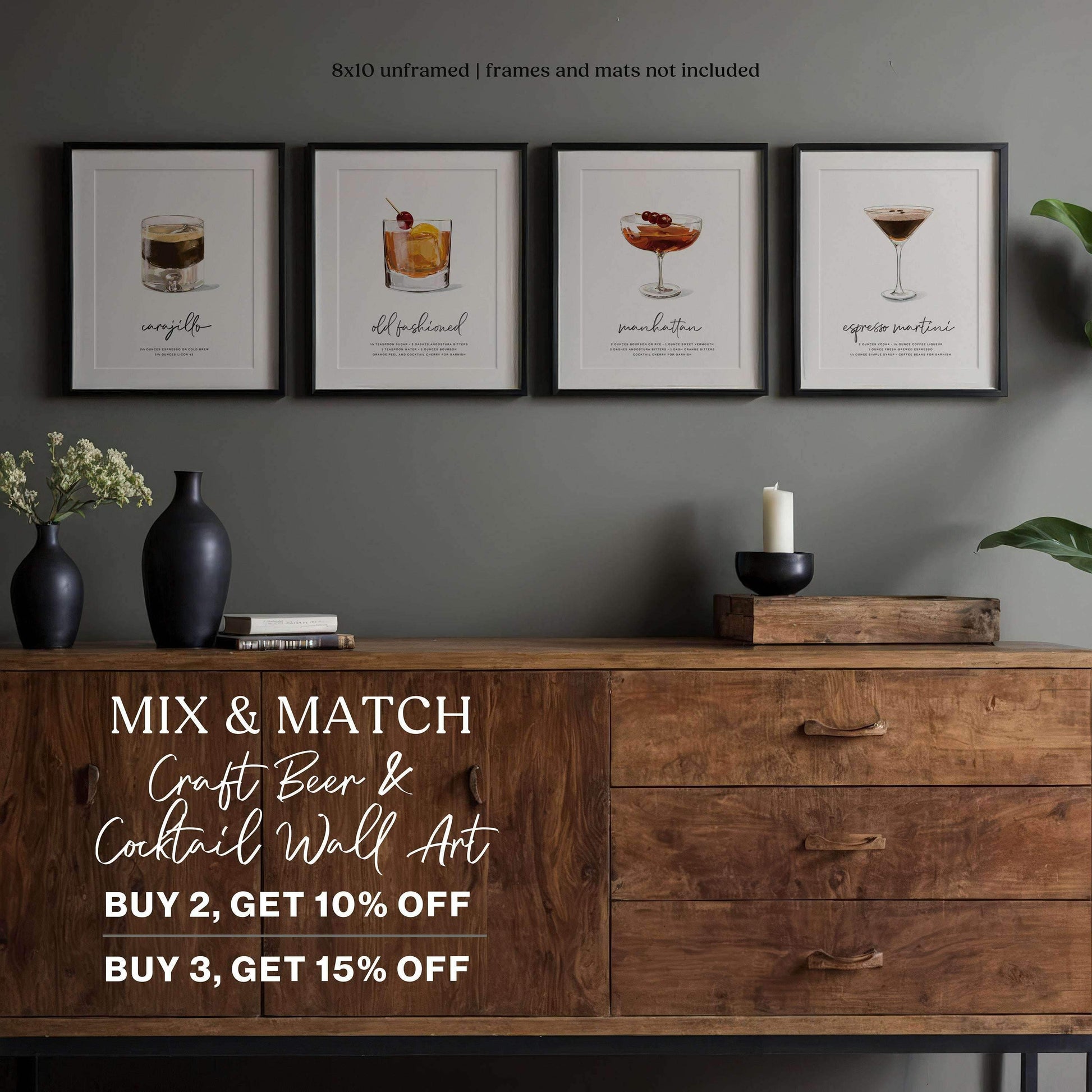 Cocktail Wall Art Mix and Match Discount Sale Promotion