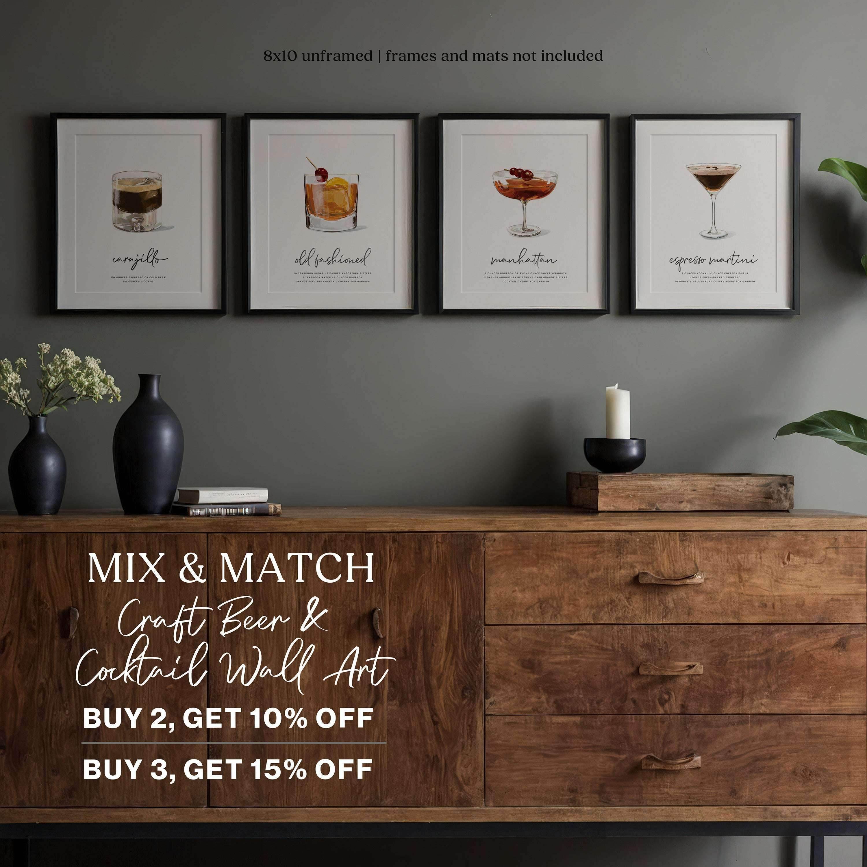 Cocktail Wall Art Mix and Match Discount Sale Promotion