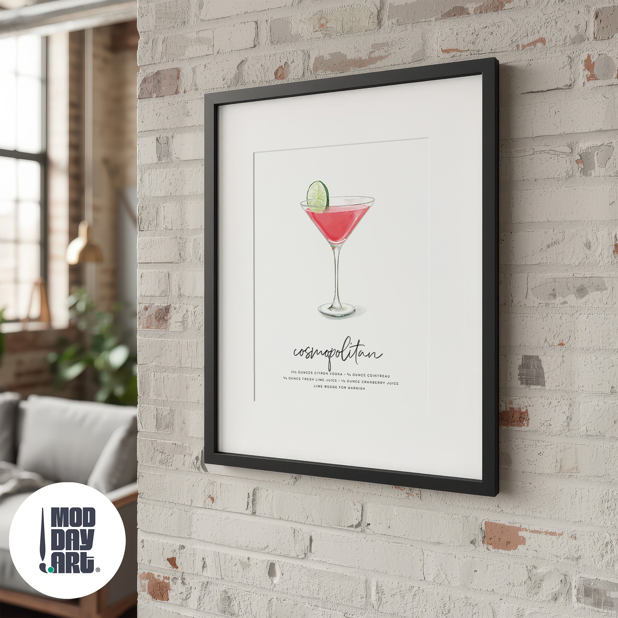 Cosmopolitan Wall Art | Vodka Cocktail Poster | Mod Day Art