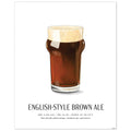 Illustrated English-Style Brown Ale Beer Poster for Craft Beer Lovers (8x10 Unframed)