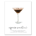 Espresso Martini hand-drawn illustration — cocktail recipe wall art with vodka, coffee liqueur, and espresso, 8x10 print