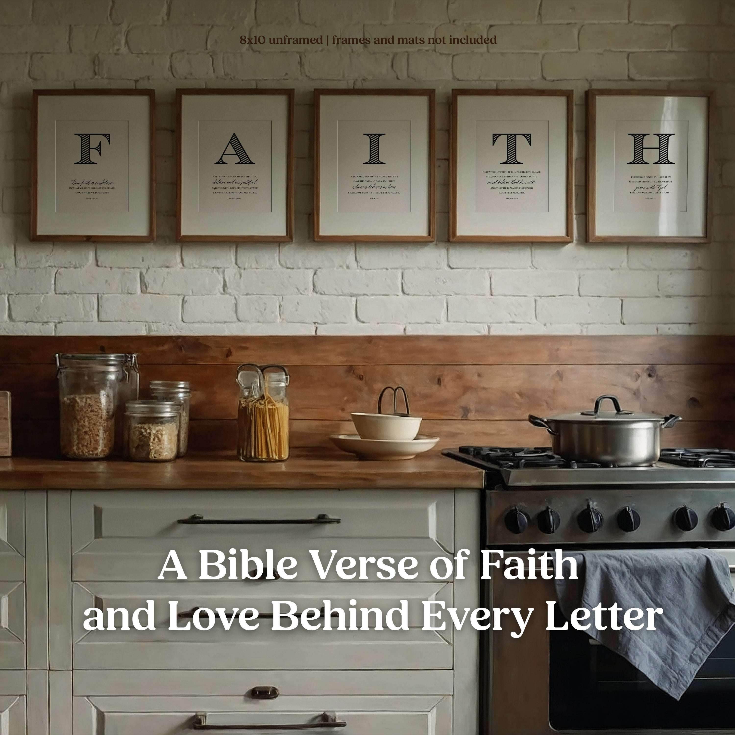 FAITH contemporary christian wall art in kitchen