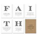 Faith scripture wall art – 5-piece Bible scripture posters, 8x10, recycled paper, contemporary Christian decor.