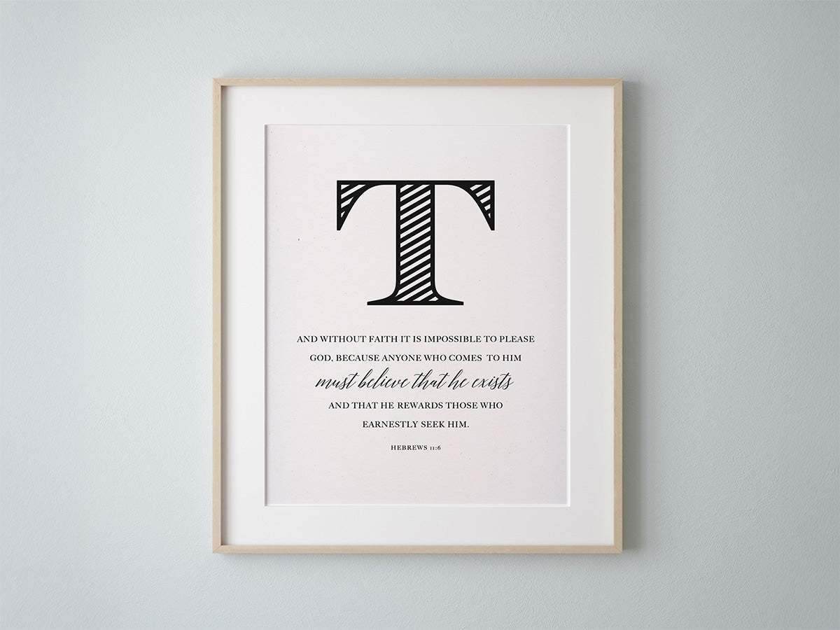 Faith bible quotes home decor letter T