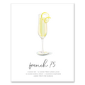 French 75 hand-drawn cocktail wall art