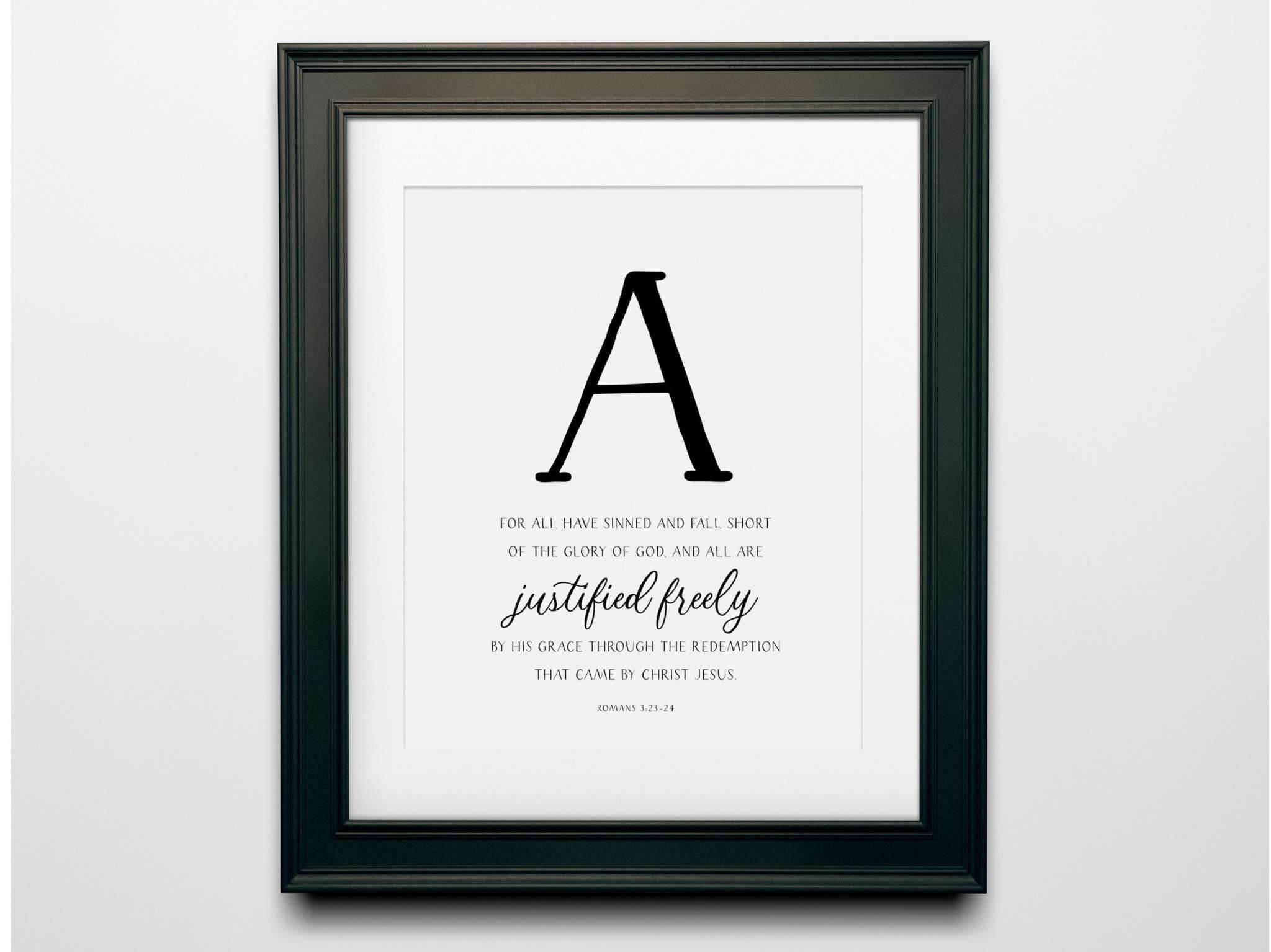 Grace Decor: 6-piece Christian wall art set featuring a beautifully designed ‘A’ poster as part of the inspiring collection.