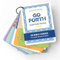 Feature image of Go Forth Bible verse cards for teens on a white background—perfect Christian graduation gift for teens with Bible verses to memorize.