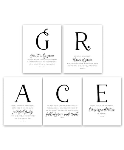 Grace Decor, 6-piece Christian Wall Art Feature image on white background.