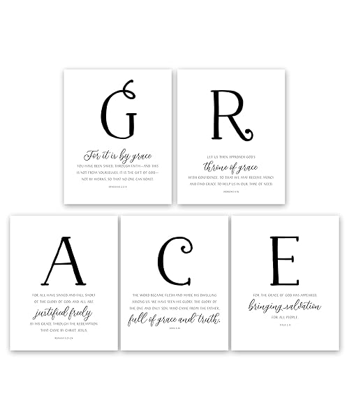 Grace Bible Verses Wall Decor -  8x10 Unframed