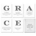 Wall Art Scripture Verses – 5-Piece GRACE Christian Scripture Art Set (8x10) featuring minimalist Bible verse decor on premium cardstock.