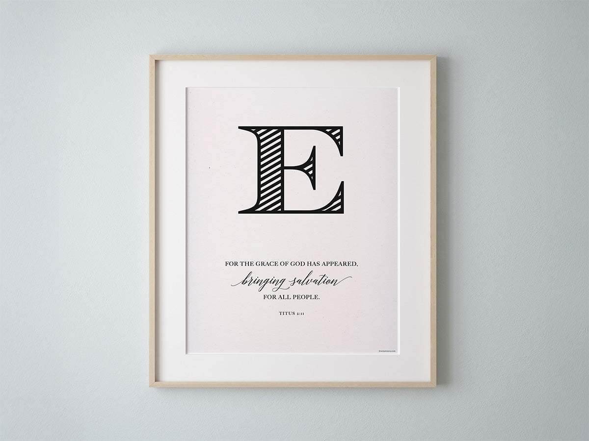 Grace bible quotes wall decor letter E poster