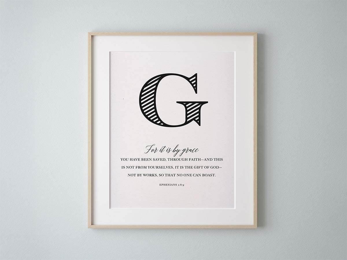 Grace christian gifts for mothers day letter G poster