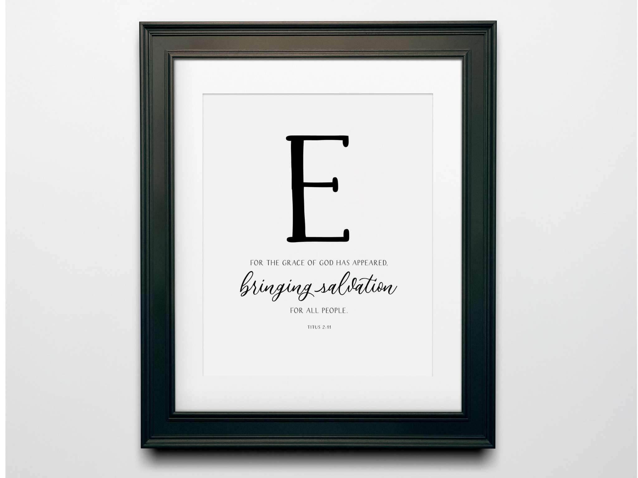 Grace Decor: 6-piece Christian wall art set featuring a beautifully designed ‘E’ poster as part of the inspiring collection.