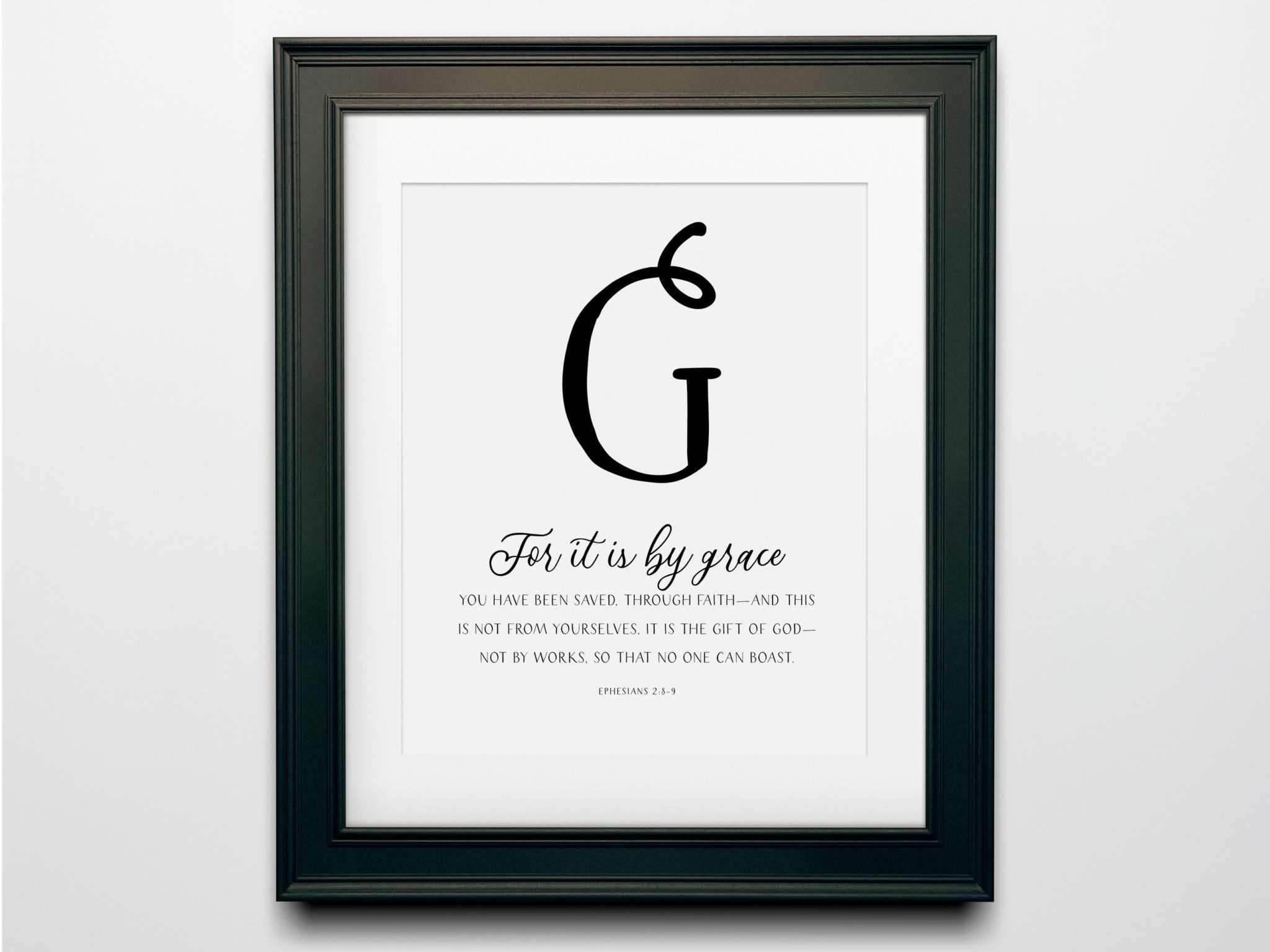 Grace Decor: 6-piece Christian wall art set featuring a beautifully designed ‘G’ poster as part of the inspiring collection.