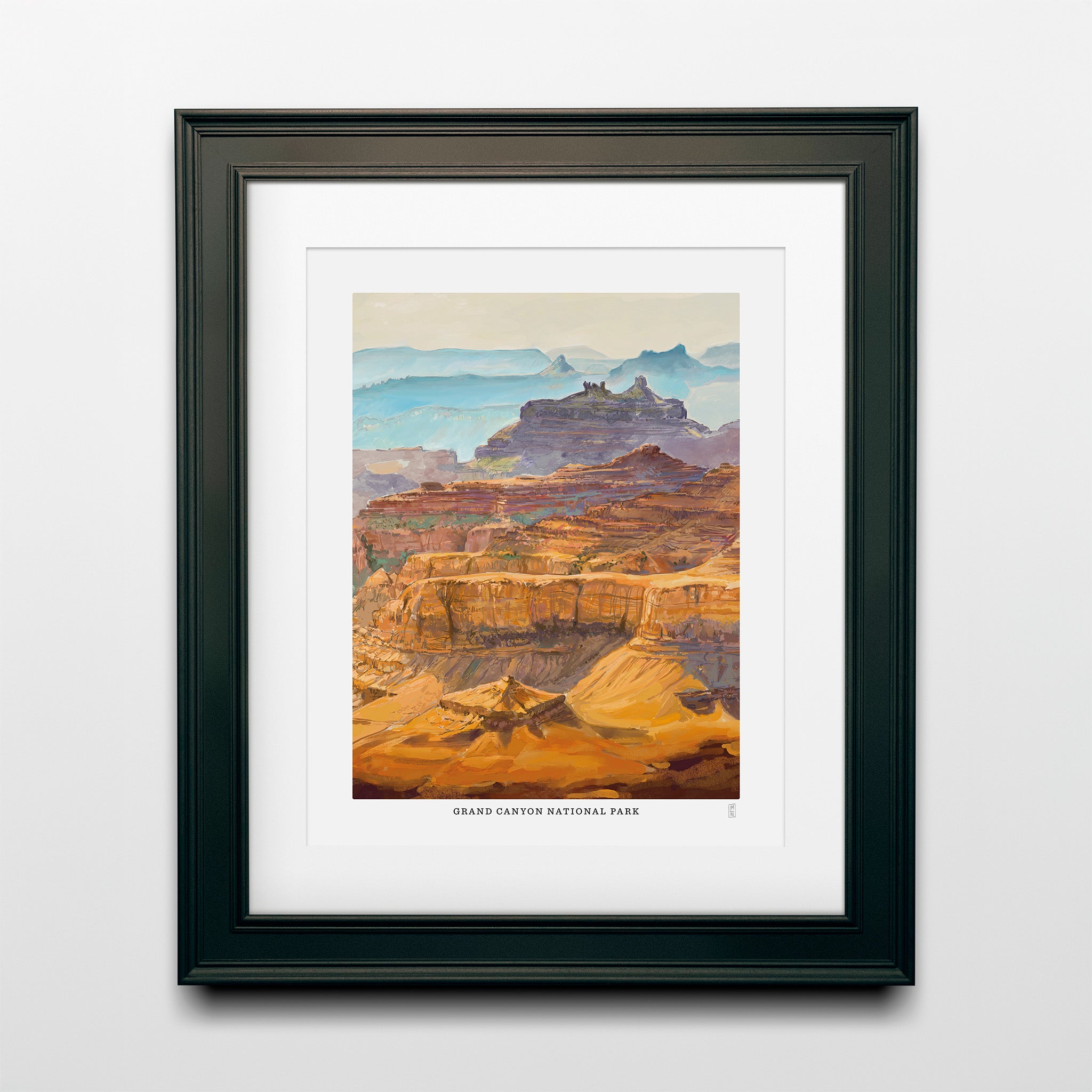 Framed artwork of Grand Canyon National Park on a white background