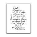 Serenity Prayer Wall Art - Handwritten Script Style | Black & White